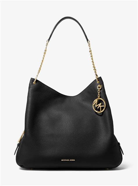 michael kors lillie lg chain shoulder bag black|Lillie Large Pebbled Leather Shoulder Bag .